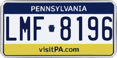 PA license plate LMF8196