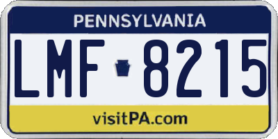 PA license plate LMF8215