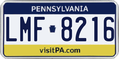 PA license plate LMF8216