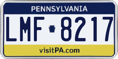 PA license plate LMF8217