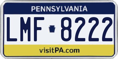 PA license plate LMF8222