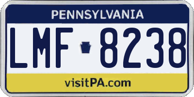 PA license plate LMF8238