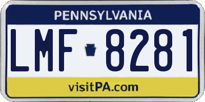 PA license plate LMF8281