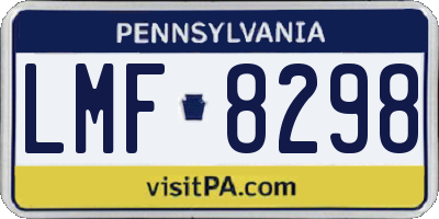 PA license plate LMF8298