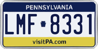 PA license plate LMF8331