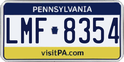 PA license plate LMF8354