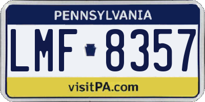 PA license plate LMF8357