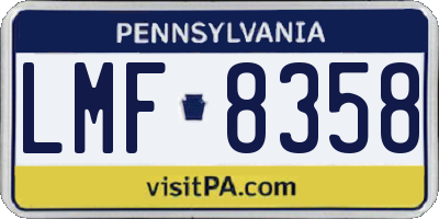 PA license plate LMF8358