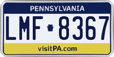 PA license plate LMF8367