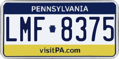 PA license plate LMF8375