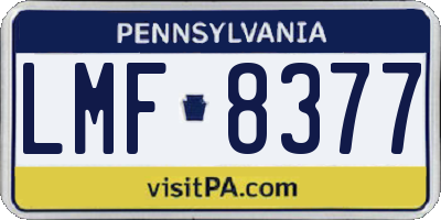 PA license plate LMF8377