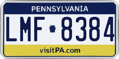 PA license plate LMF8384