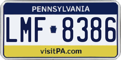 PA license plate LMF8386