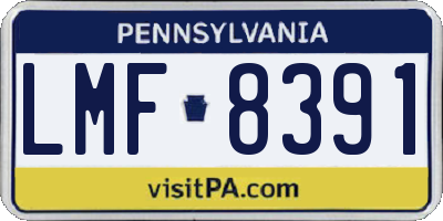 PA license plate LMF8391
