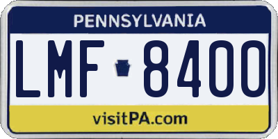 PA license plate LMF8400