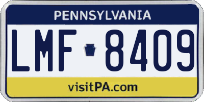 PA license plate LMF8409