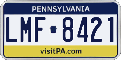 PA license plate LMF8421