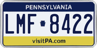 PA license plate LMF8422