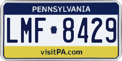 PA license plate LMF8429