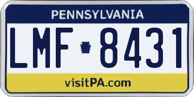 PA license plate LMF8431