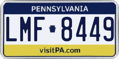 PA license plate LMF8449