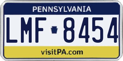 PA license plate LMF8454
