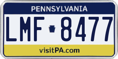 PA license plate LMF8477