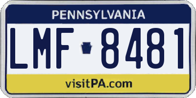 PA license plate LMF8481