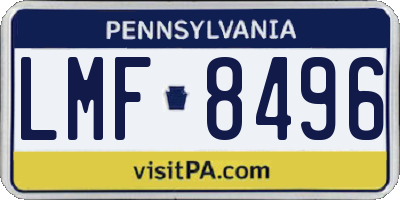 PA license plate LMF8496