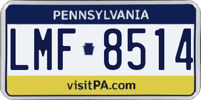 PA license plate LMF8514