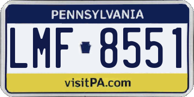 PA license plate LMF8551