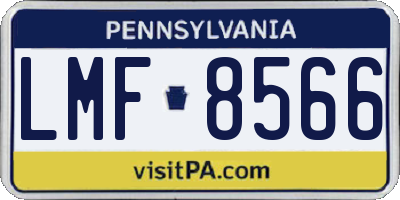 PA license plate LMF8566