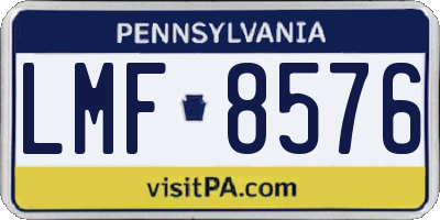 PA license plate LMF8576