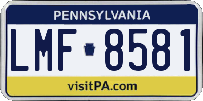 PA license plate LMF8581