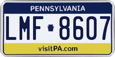 PA license plate LMF8607