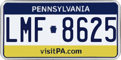 PA license plate LMF8625
