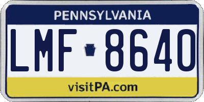 PA license plate LMF8640