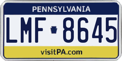 PA license plate LMF8645