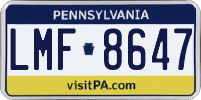 PA license plate LMF8647
