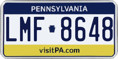 PA license plate LMF8648