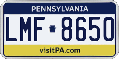 PA license plate LMF8650