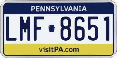 PA license plate LMF8651