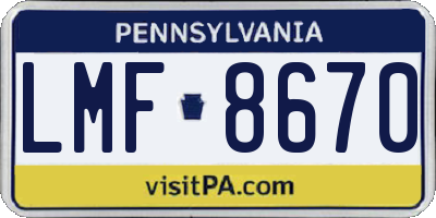 PA license plate LMF8670
