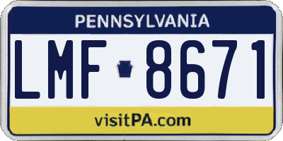 PA license plate LMF8671