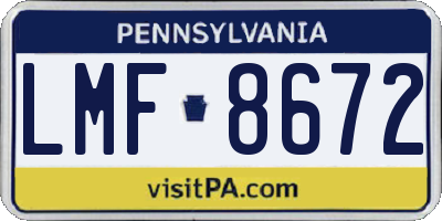 PA license plate LMF8672