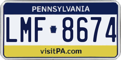 PA license plate LMF8674