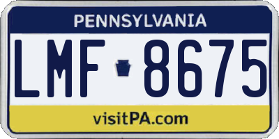 PA license plate LMF8675