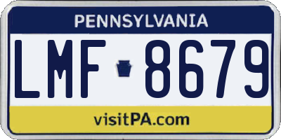 PA license plate LMF8679