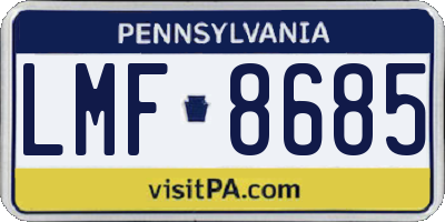 PA license plate LMF8685