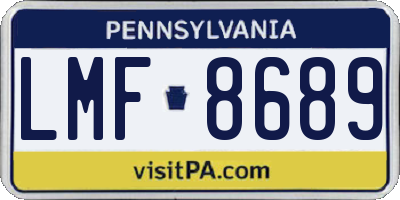 PA license plate LMF8689